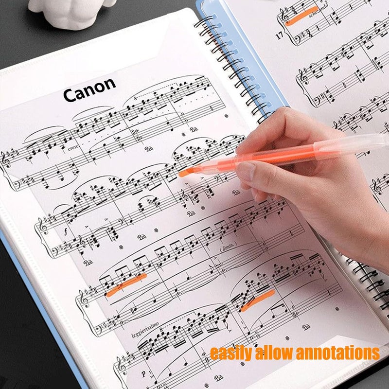MUDOR Sheet Music Folder for Sheet Music Page 8.5X 11 Inches, Sheet Music Holder Allow Annotations, Eliminate Glare, 60 Pages Spiral Sheet Music Binder Organizer, Sheet Music Storage - Image 3